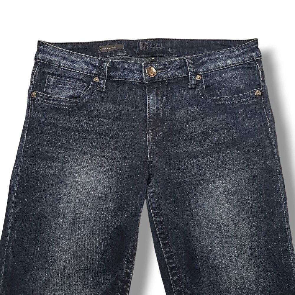 Kut from the Kloth Stevie Straight Leg Jeans Womens 8 Hemmed Mid Rise - Picture 2 of 11